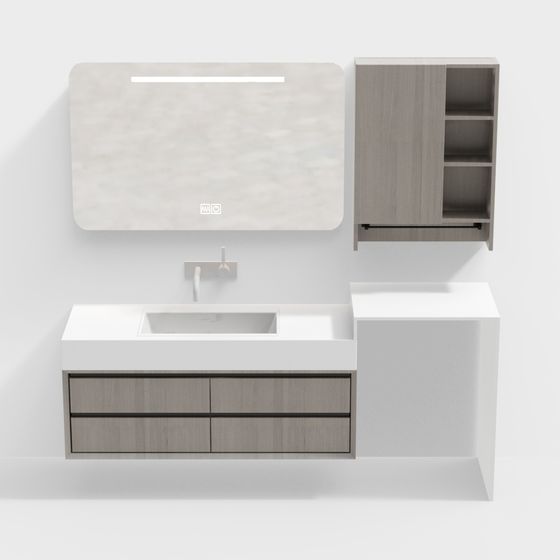 Sleek Minimalist Bathroom Vanity 3D model