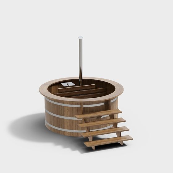 Natural Log Bath 3D model for Tranquil Spaces
