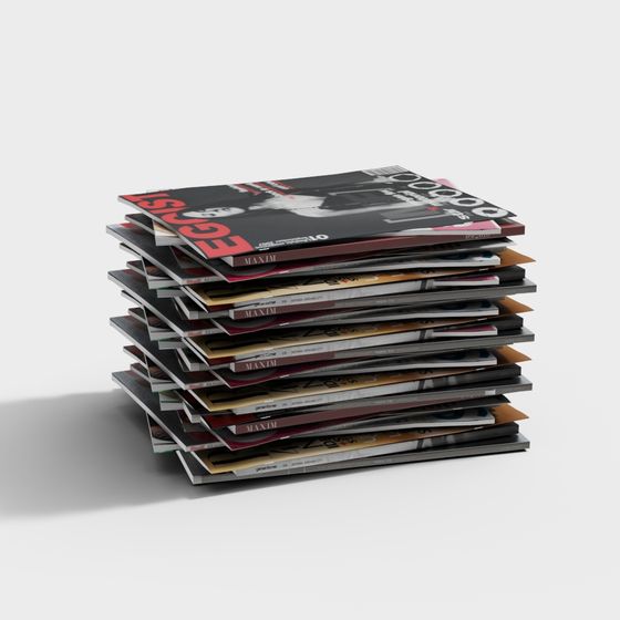 Vibrant Stacked Magazine 3D model for Creative Projects
