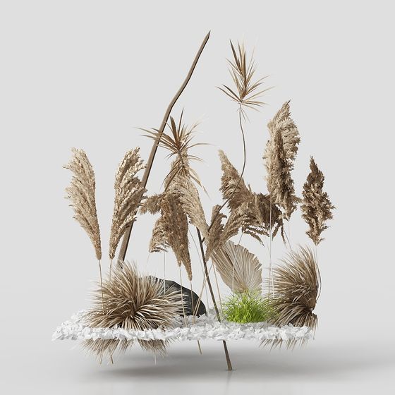 Dry Grass & Stones 3D model for Creative Use