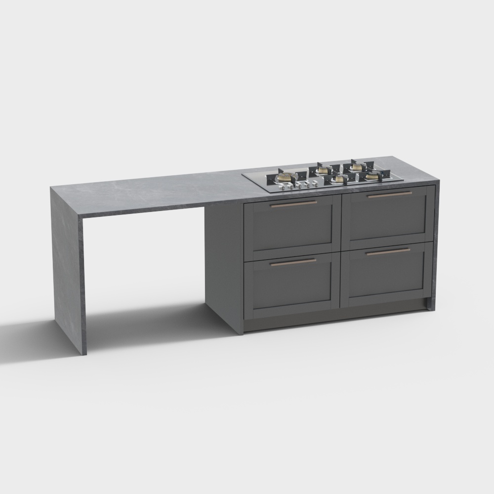 Simple European kitchen island