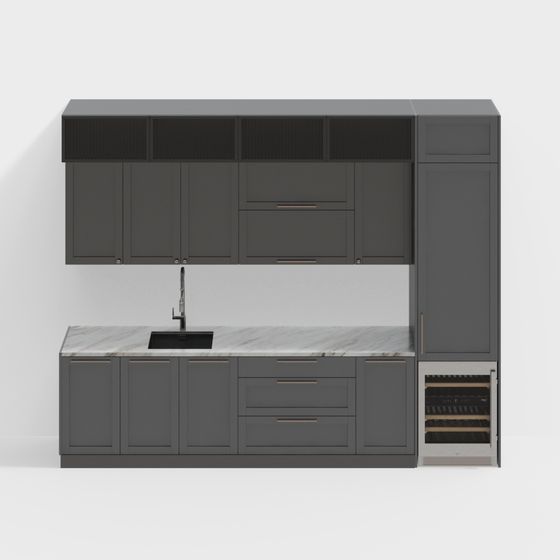 Modern Minimalist Kitchen Cabinet 3D model