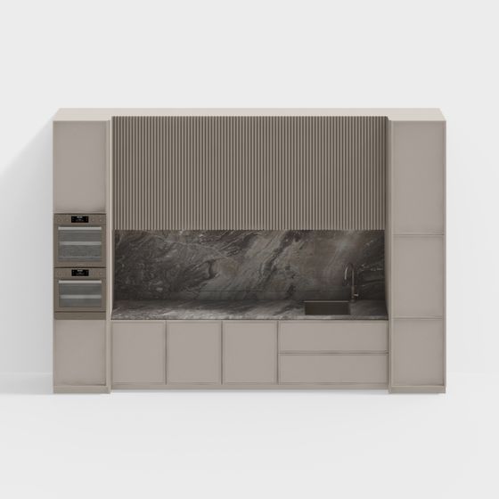 Elegant Low-Poly Kitchen 3D Model Design