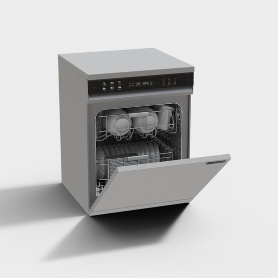 Gray Kitchen Appliance Dishwasher 3D Model
