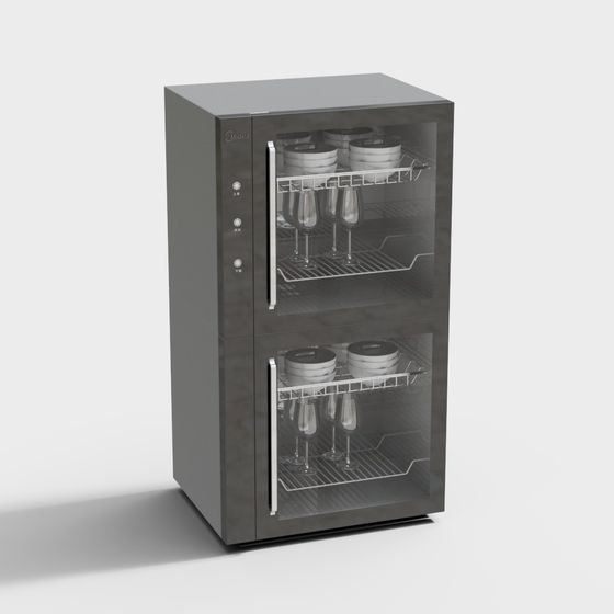 Sleek Black Double-Layer Disinfection Cabinet 3D Model