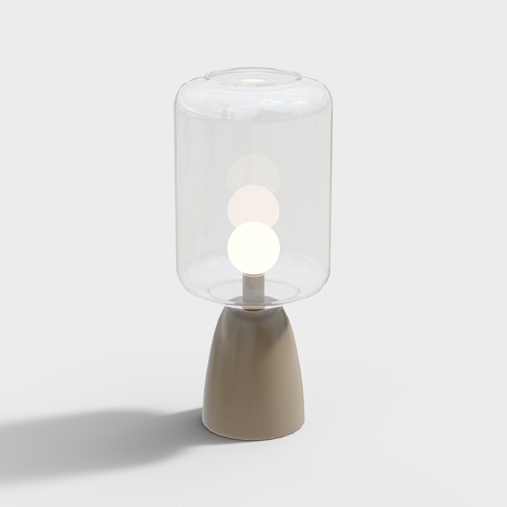 Stylish Minimalist Table Lamp 3D Model – Glass & Ceramic