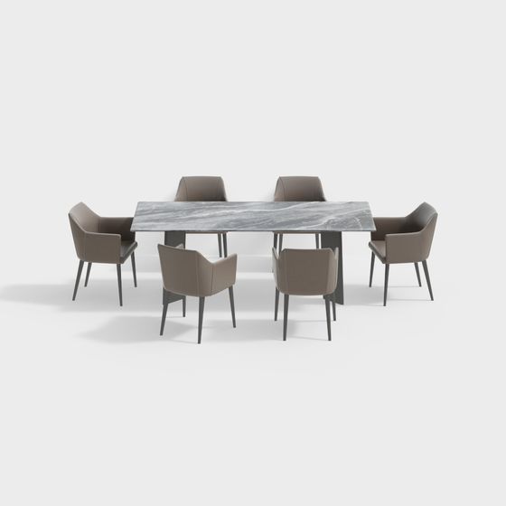 Urban Living Dining Set 3D model for Modern Interiors