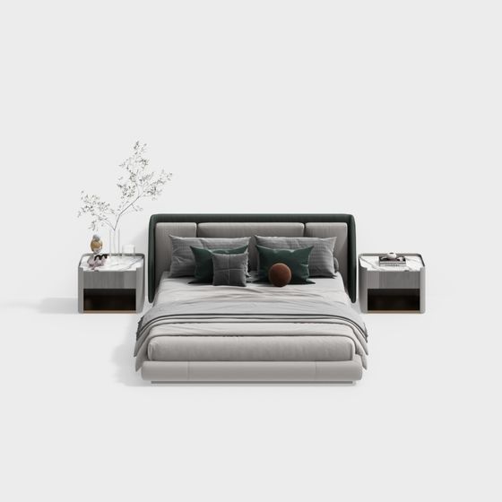 Urban Bedroom Suite 3D model - Modern Minimalist Design