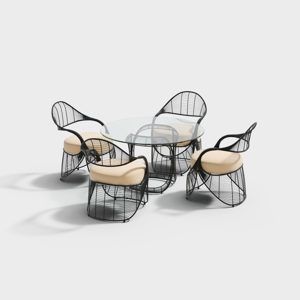 Urban Oasis Low-Poly 3D Model – Black Metal Frame