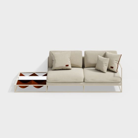 Elegant Minimalist Sofa 3D model for Modern Interiors