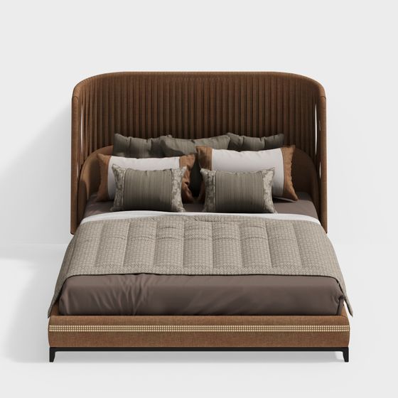 Elegant Contemporary Bed 3D Model for Modern Interiors