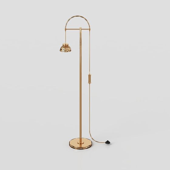 Stylish Golden Floor Lamp 3D model for Modern Spaces