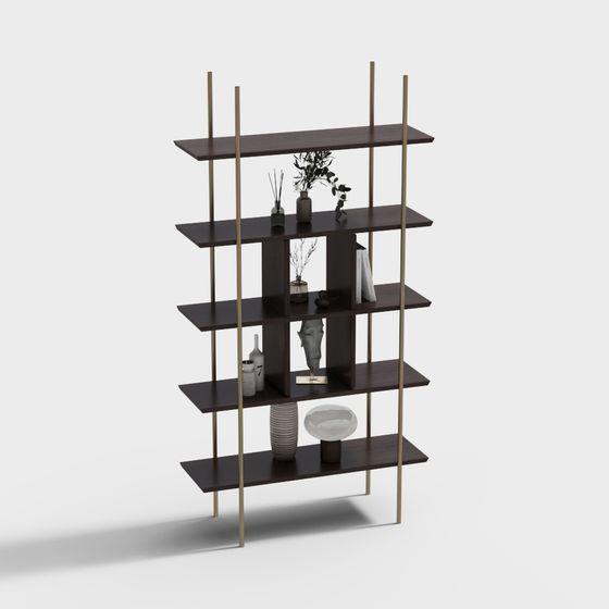 Stylish Low-Poly Bookshelf 3D model for Modern Interiors