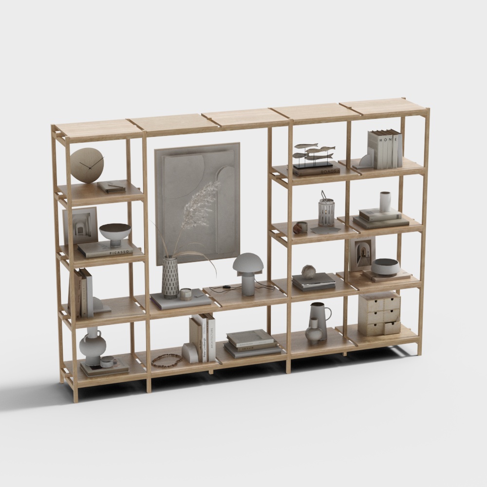 Decoración de estantería de estudio nórdico