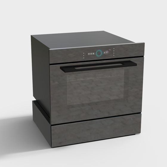 Kitchen Built-in Steam Oven 3D Model in Gray