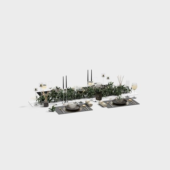 Elegant Dining Table Setup 3D model