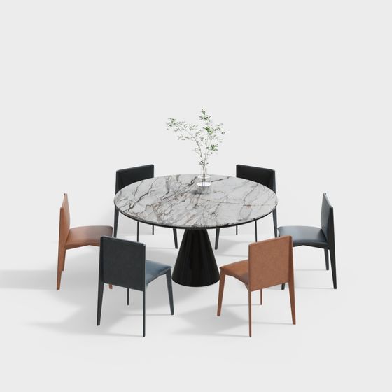 Stylish Dining Table and Chairs 3D model for Modern Spaces