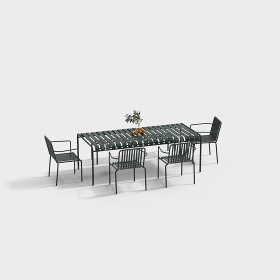Stylish Outdoor Dining Table and Chairs 3D model