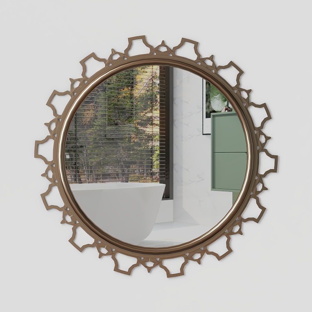 Stylish Geometric Metal Frame Mirror 3D model