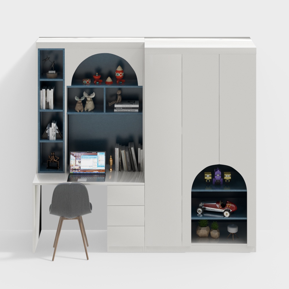 Children's room Integrated children's desk wardrobe
