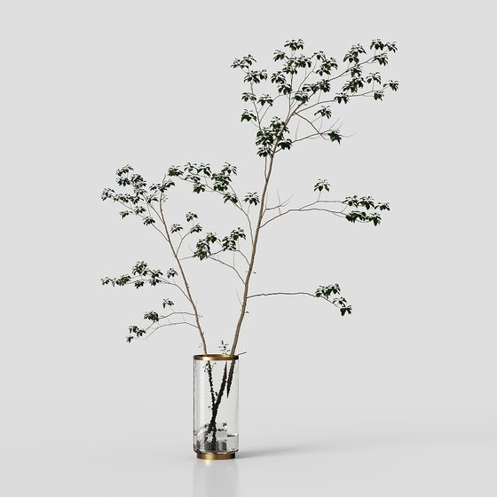 Low Poly Tree in Glass Vase 3D model