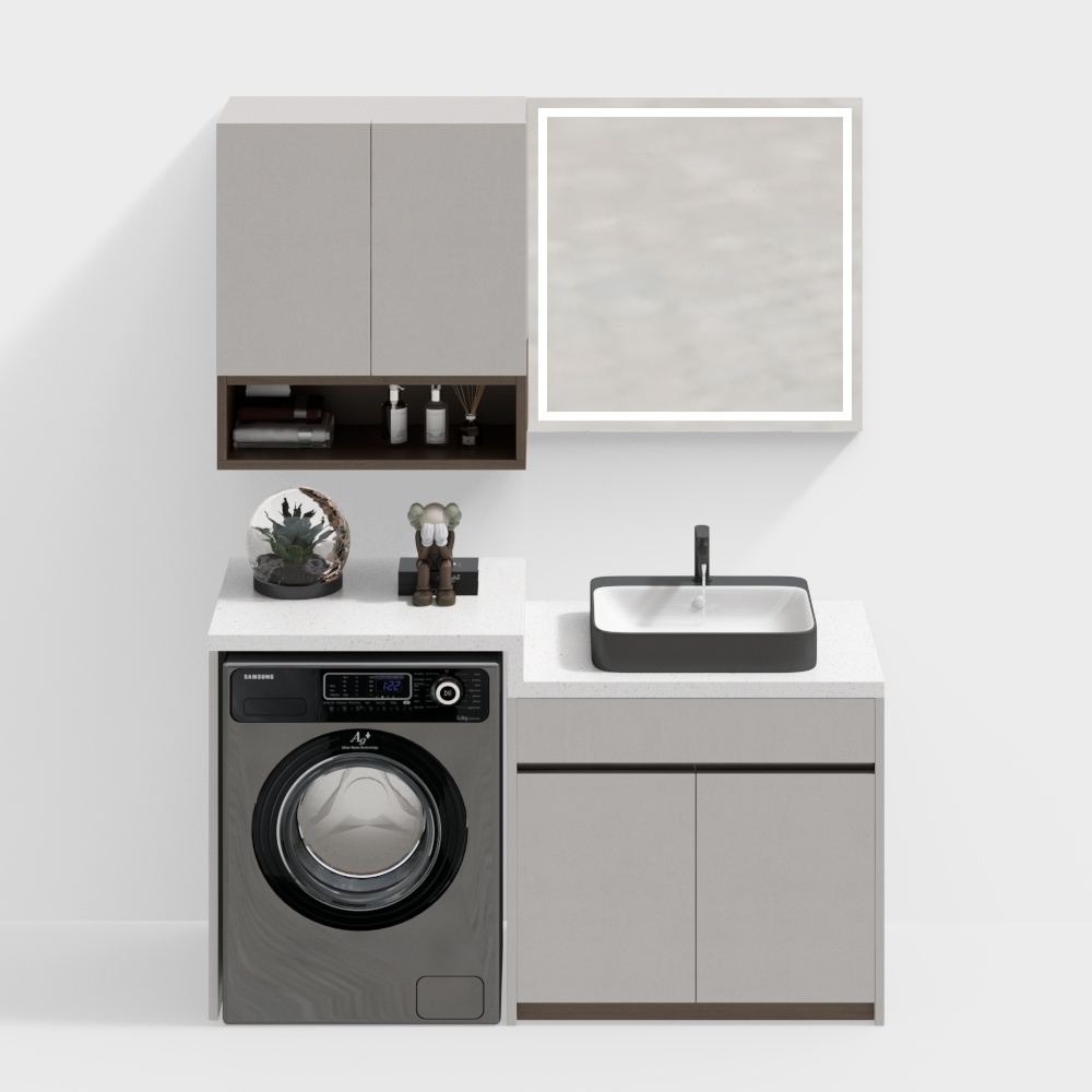 Combinación de gabinete de baño y lavadora de balcón