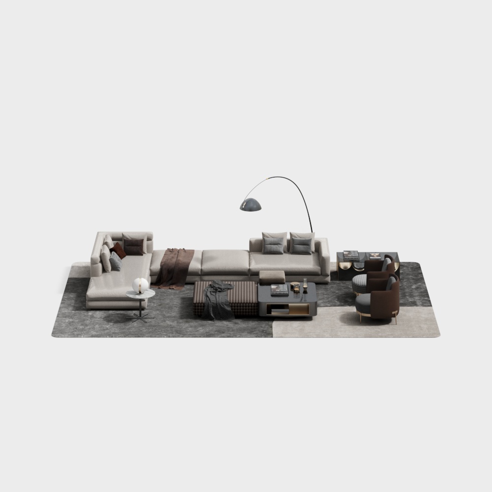 Modern living room multi-person sofa combination