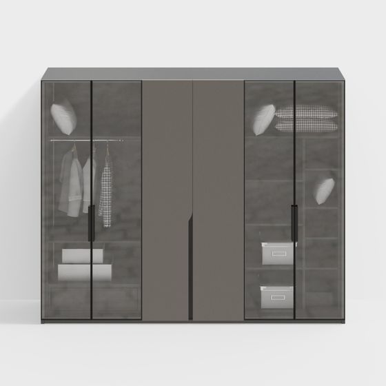 Stylish Glass Wardrobe 3D model for Modern Spaces