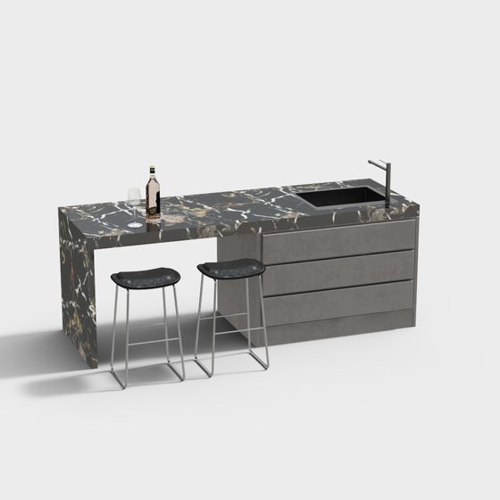 Plan de travail de l'île de cuisine moderne