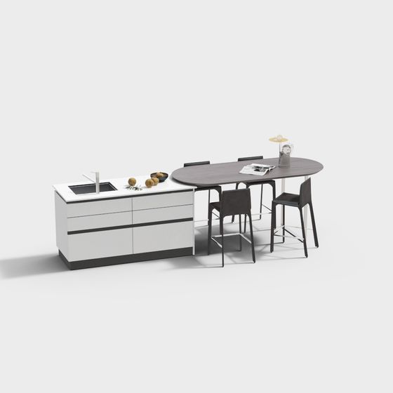 Modern Minimalist Kitchen Design 3D model
