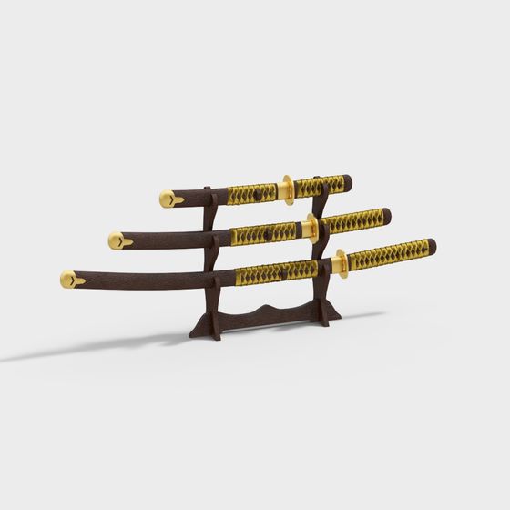 Exquisite Samurai Sword Set 3D model