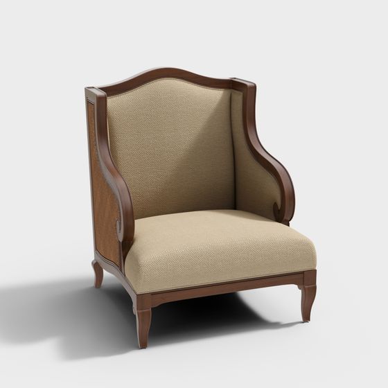 Vintage Elegance Wingback Chair 3D model