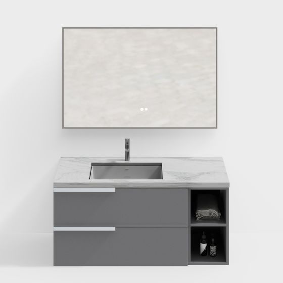 Modern Bathroom Cabinet 3D Model in Gray