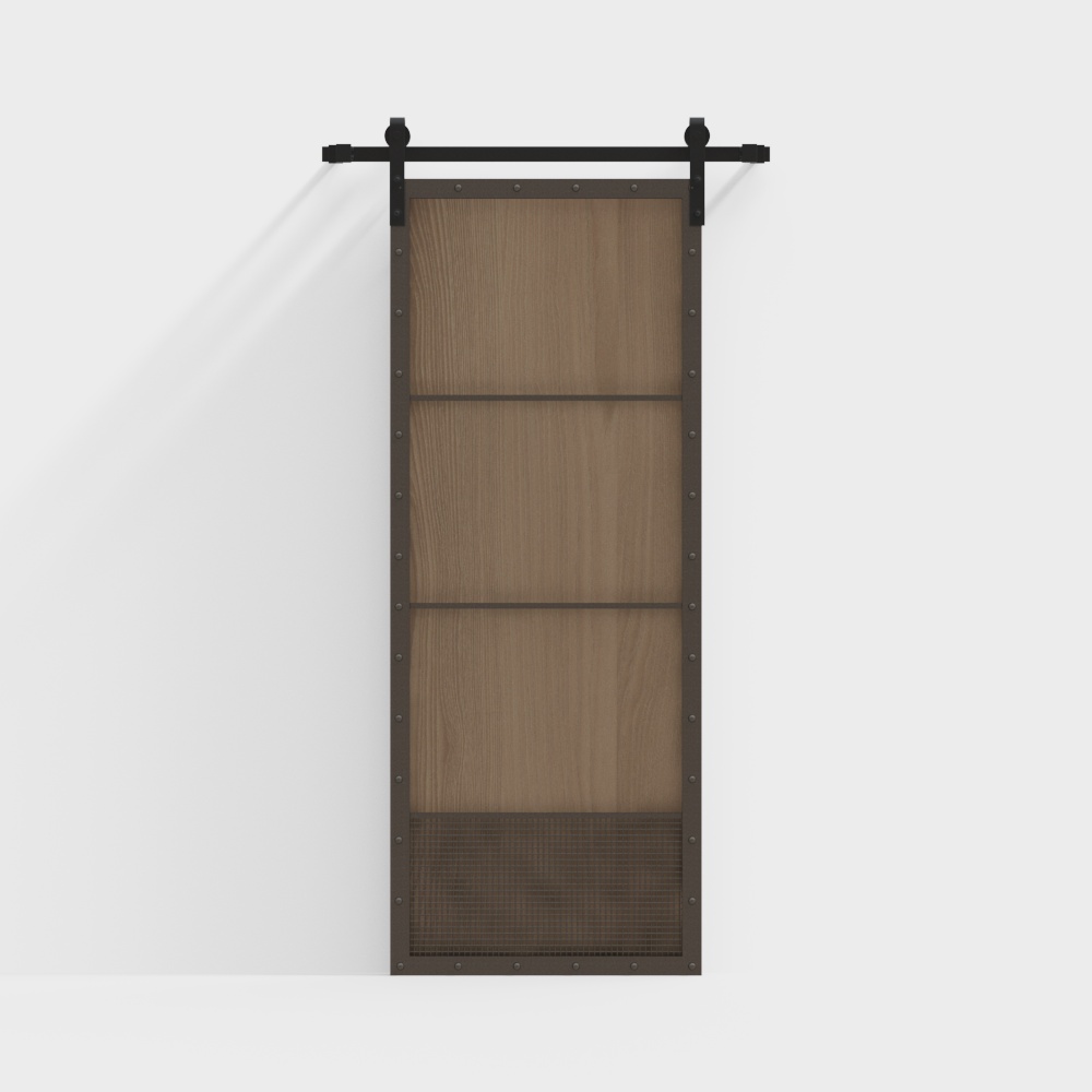 工業風實木穀倉滑門