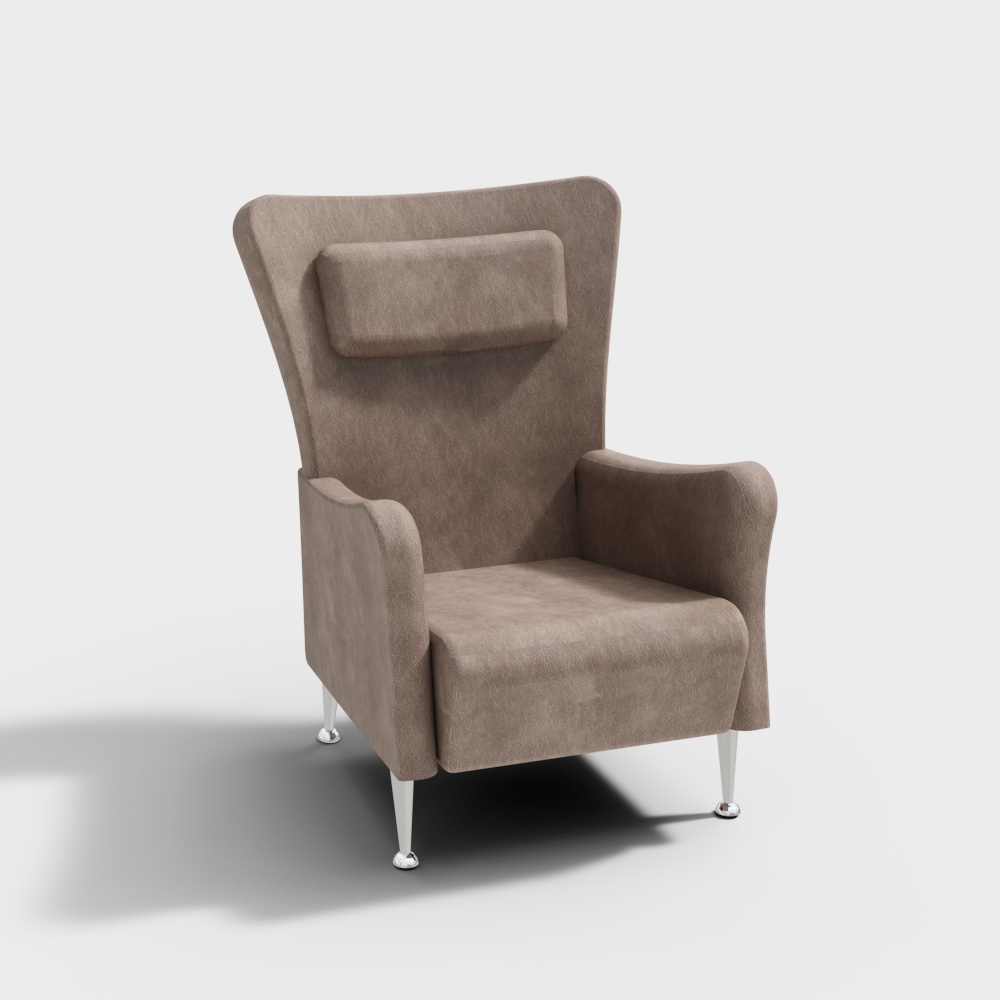 Brown leather lounge chair with backrest