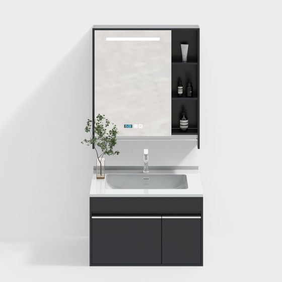 Modern Low-Poly Bathroom Cabinet 3D model
