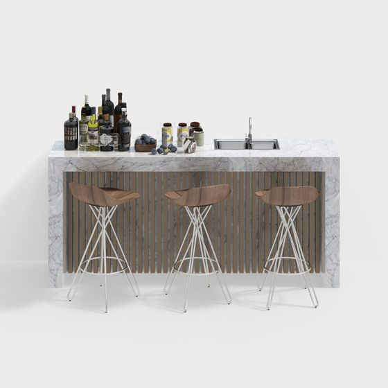 Stylish Low-Poly Bar Counter 3D model