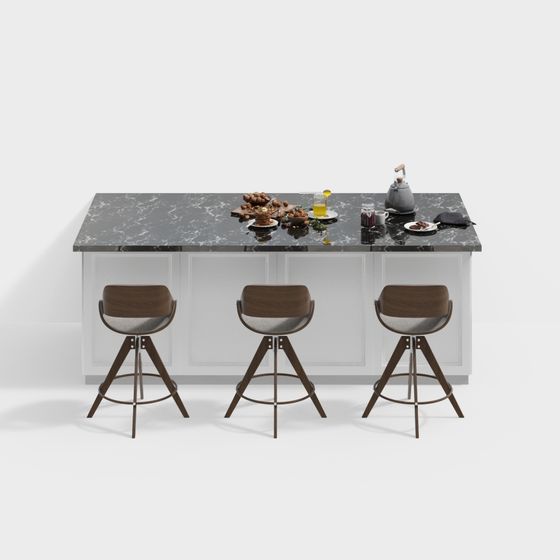 Stylish Urban Kitchen Bar Counter 3D model