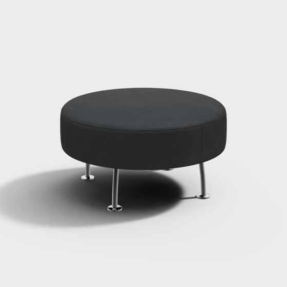 Elegant Round Ottoman 3D model for Modern Interiors