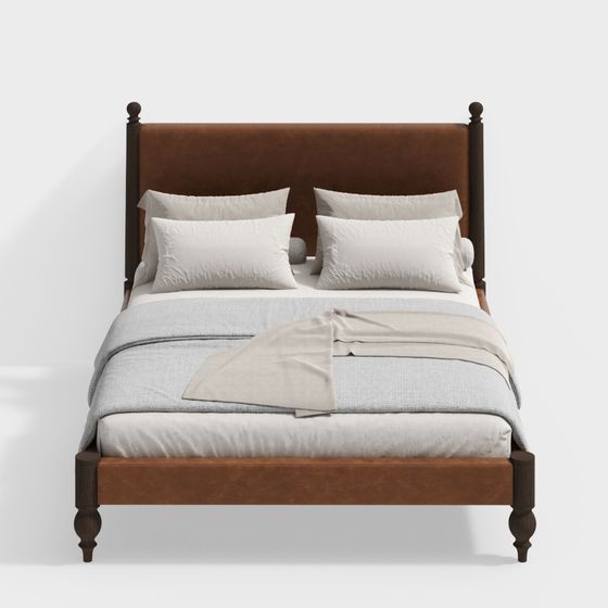 Elegant Low-Poly Bed 3D model for Modern Interiors