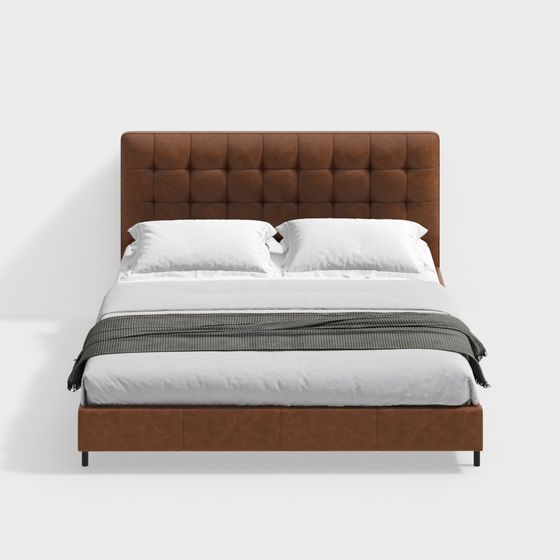 Elegant 3D Bed Model for Modern Interiors