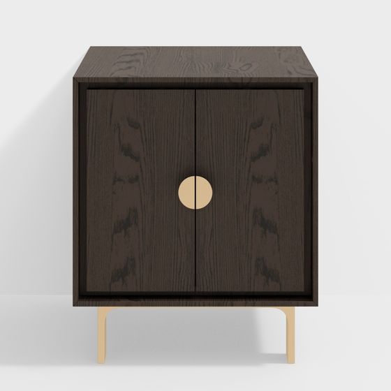 Elegant Wood Storage Cabinet 3D Model