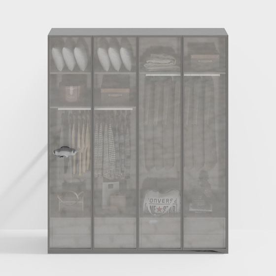 Stylish Glass Wardrobe 3D model
