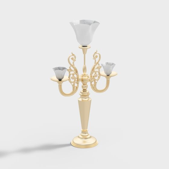 Stylish Golden Candle Holder Lamp 3D model for Elegant Spaces
