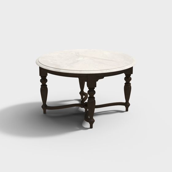 Classic Vintage Marble Round Table 3D model