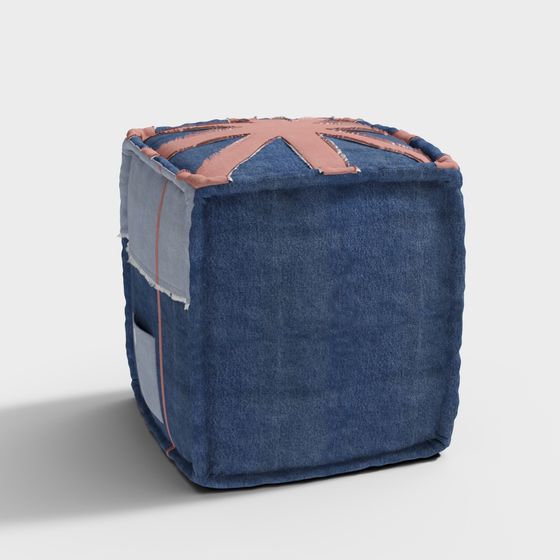Denim Patchwork Cube 3D model for Creative Spaces