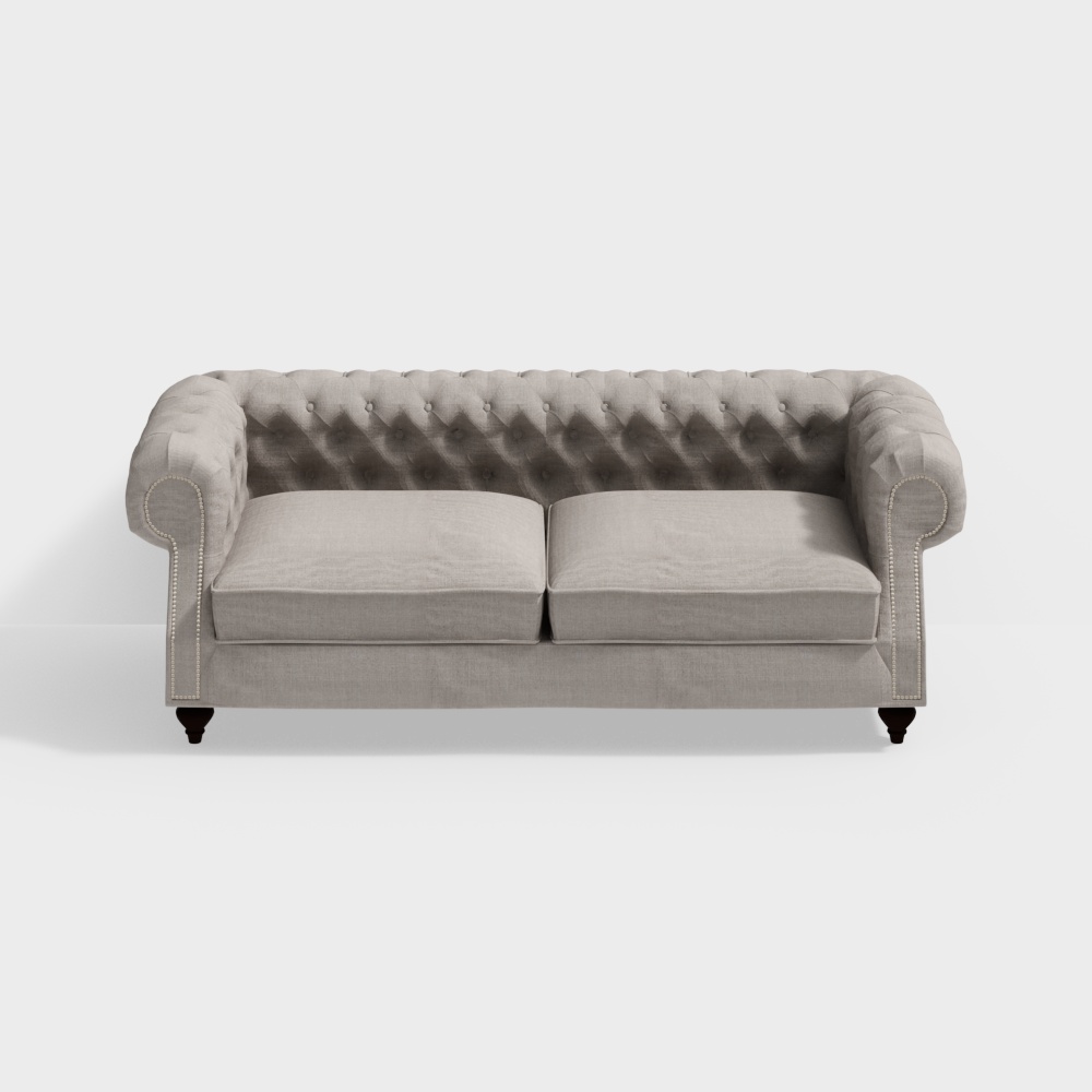 Vintage Chesterfield Sofa 3D Model – Classic Upholstered Furniture