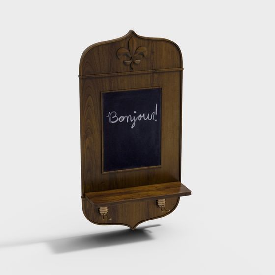 French Chalkboard Wall Mount 3D model for Modern Spaces