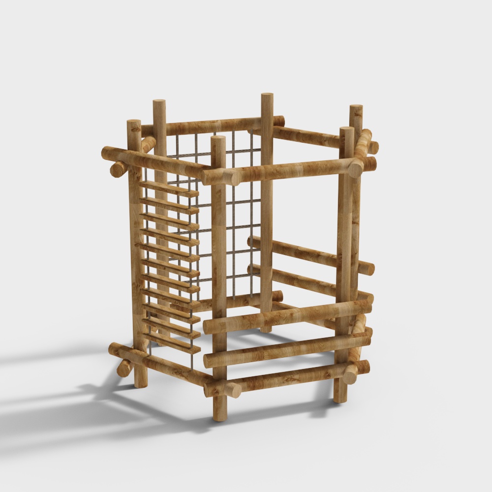 Rustic Low-Poly Wooden Fence 3D model