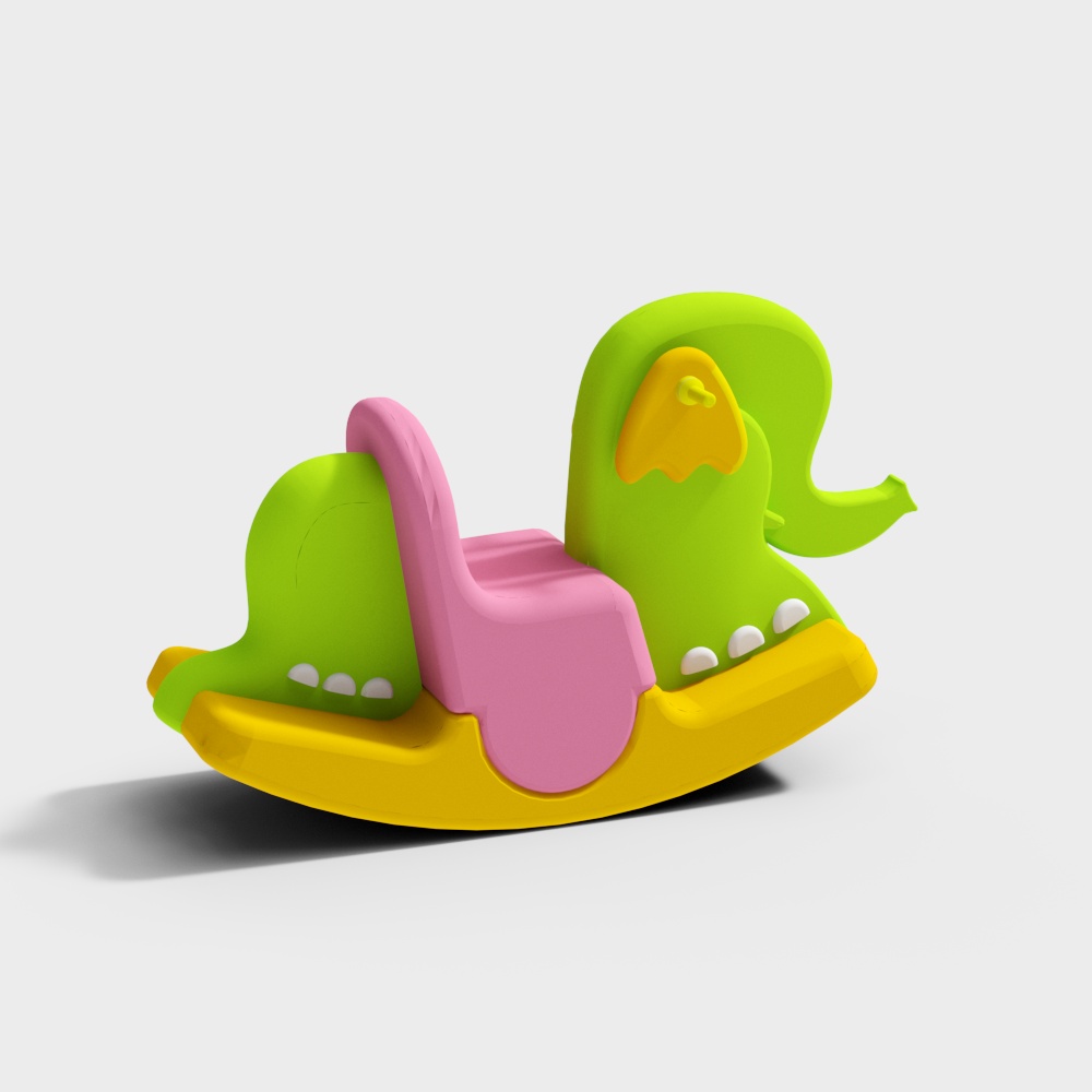 Colorful Dinosaur Rocking Chair 3D model for Kids